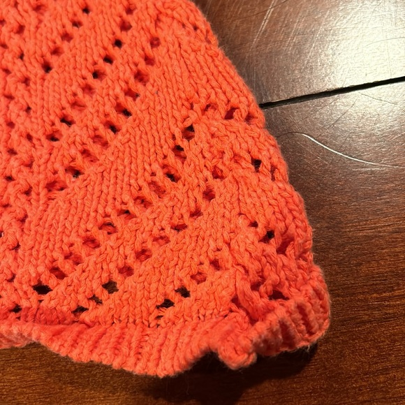 Abercrombie & Fitch Open knit Oversized Boxy tank sweater pumpkin orange Small - Picture 9 of 12